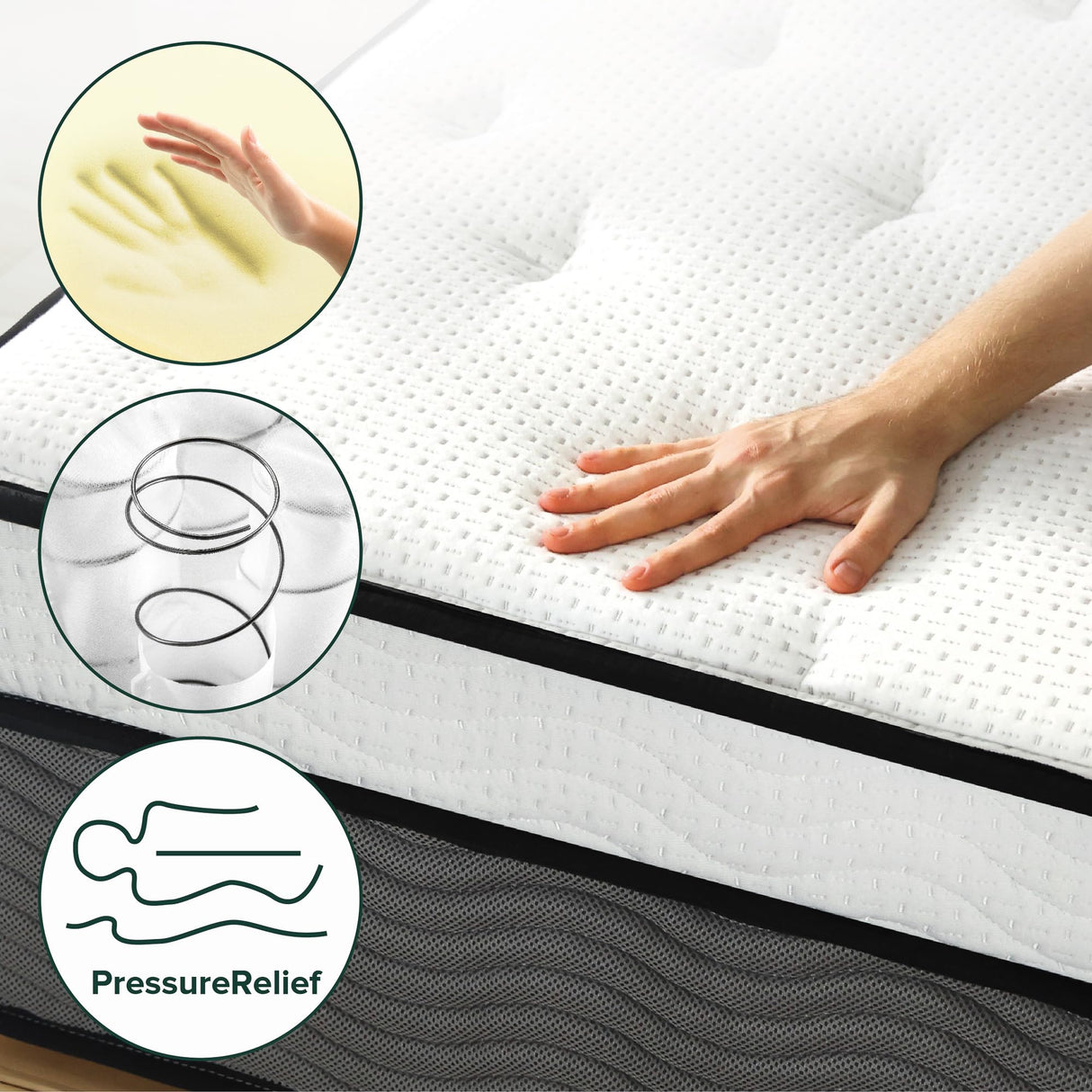 12 Inch True Support Hybrid Mattress [New Version], King, Fiberglass Free,