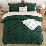 Comforter King Size Set Dark Emerald Green, 3 Pieces Lightweight Tufted Solid Forest Green Bedding Sets,