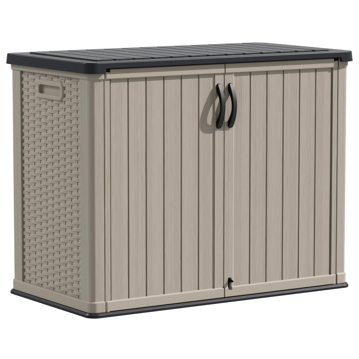 Outdoor Storage Cabinet 26 Cu Ft with Pad-Lockable Doors, Horizontal Storage
