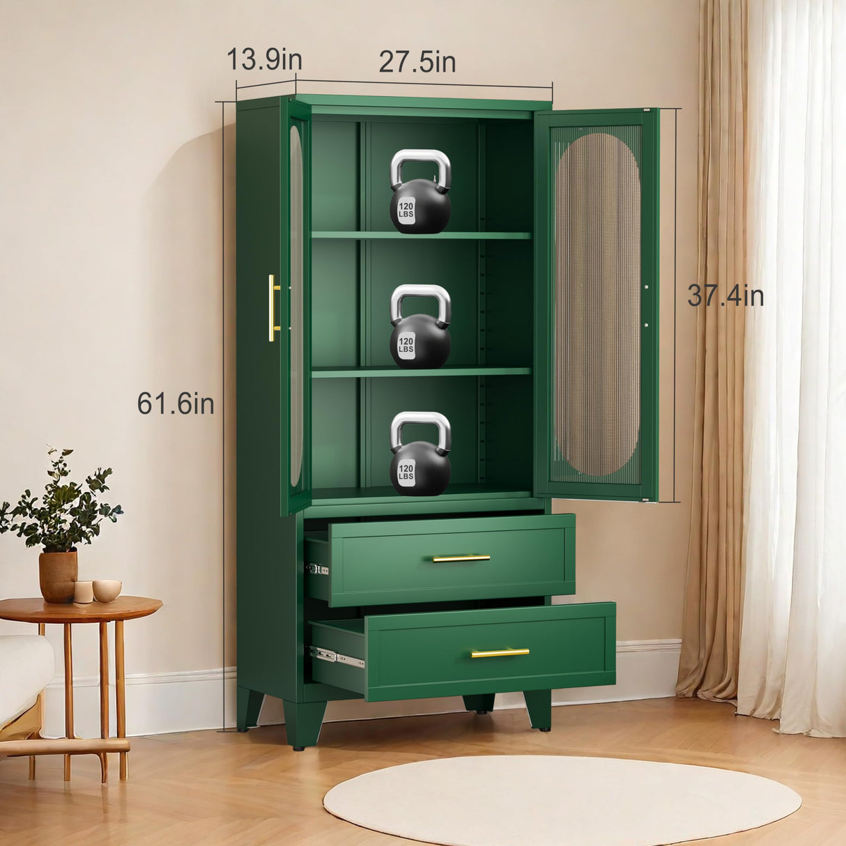 Metal Garage Storage Cabinet, Kitchen Pantry Storage Cabinet with 2 Drawers and 2 Adjustable