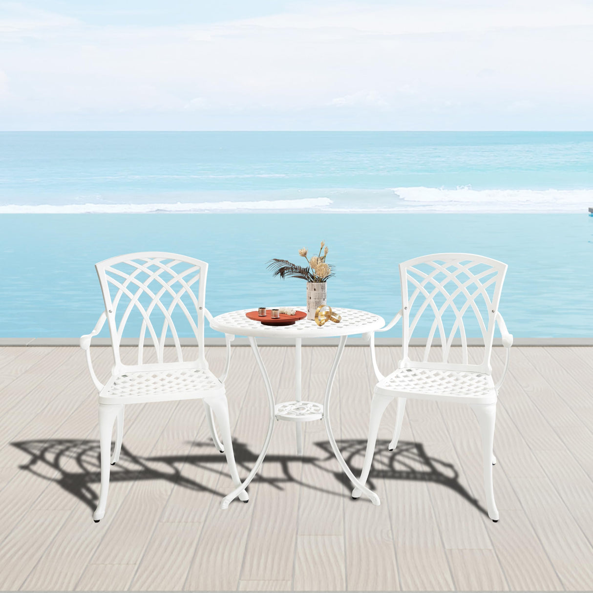 Bistro Table and Chairs Set of 2,Patio Bistro Sets 3 Piece Outdoor with 1.97 Umbrella Hole