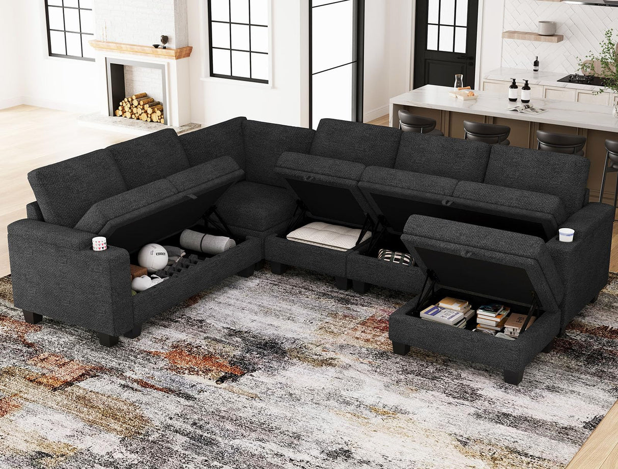 Modular Sectional Sofa with Storage, L Shaped Sectional Couch