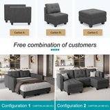 Belffin Modular Storage U-Shape Sectional Sofa Couch with Reversible Chaises 7-seat Sofa with Storage Seat Modular Sectional Sofa Set with Ottomans Modern Fabric Dark Grey