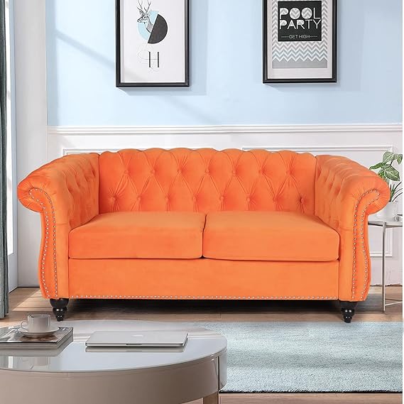 Velvet Chesterfield Chair, Mid-Century Modern Single Sofa Chair