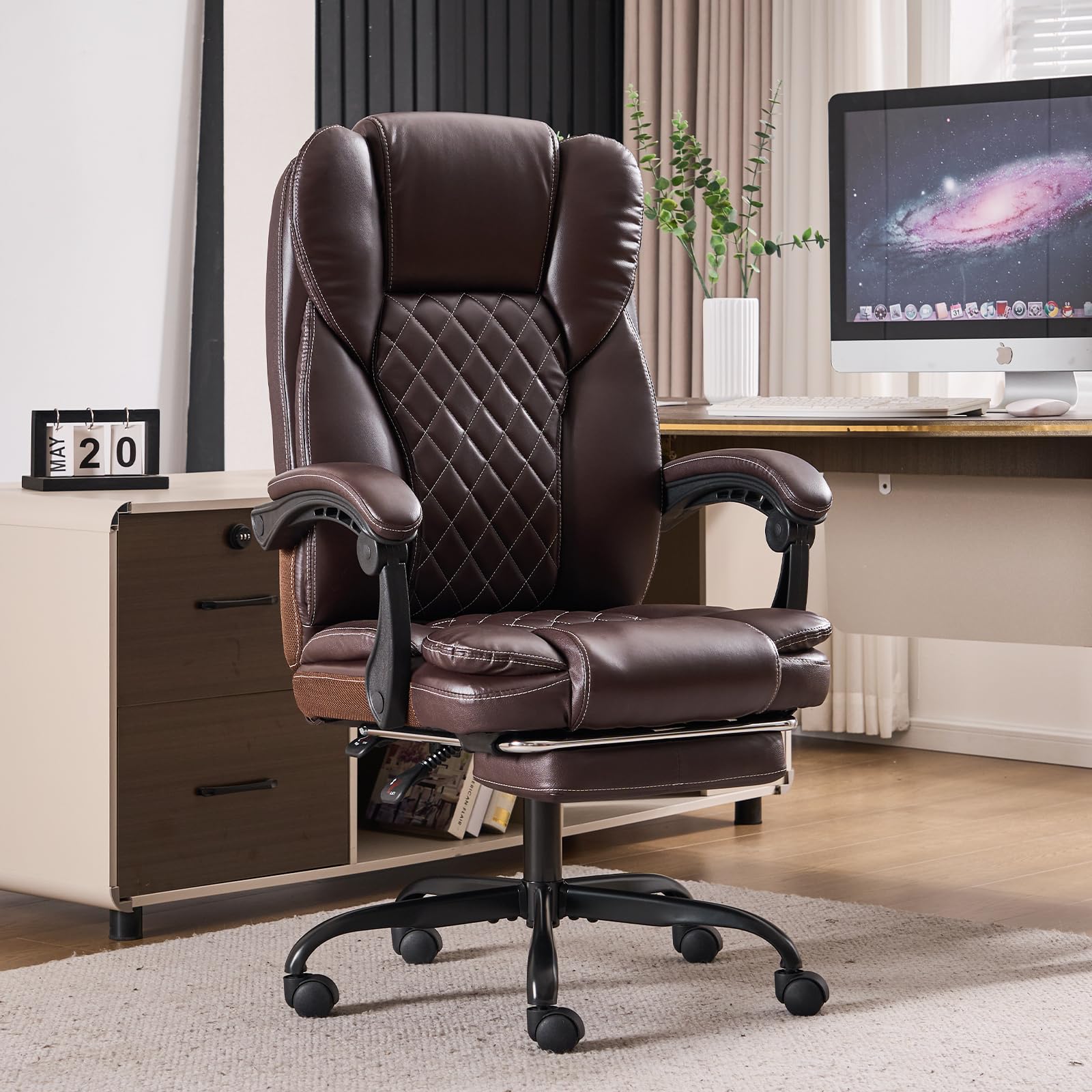 Big and Tall Executive Office Chair with Footrest - 400lbs Capacity