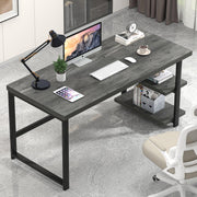 Industrial Computer Desk, Home Office Desk with Storage Shelves, Wood Study Writing