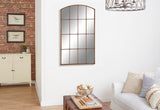 79 Metal Room Wall Mirror Window Pane Inspired Entryway Mirror with Arched Top