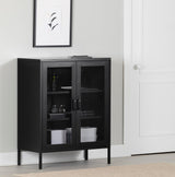 Crea Metal Mesh 2-Door Accent Cabinet, Black