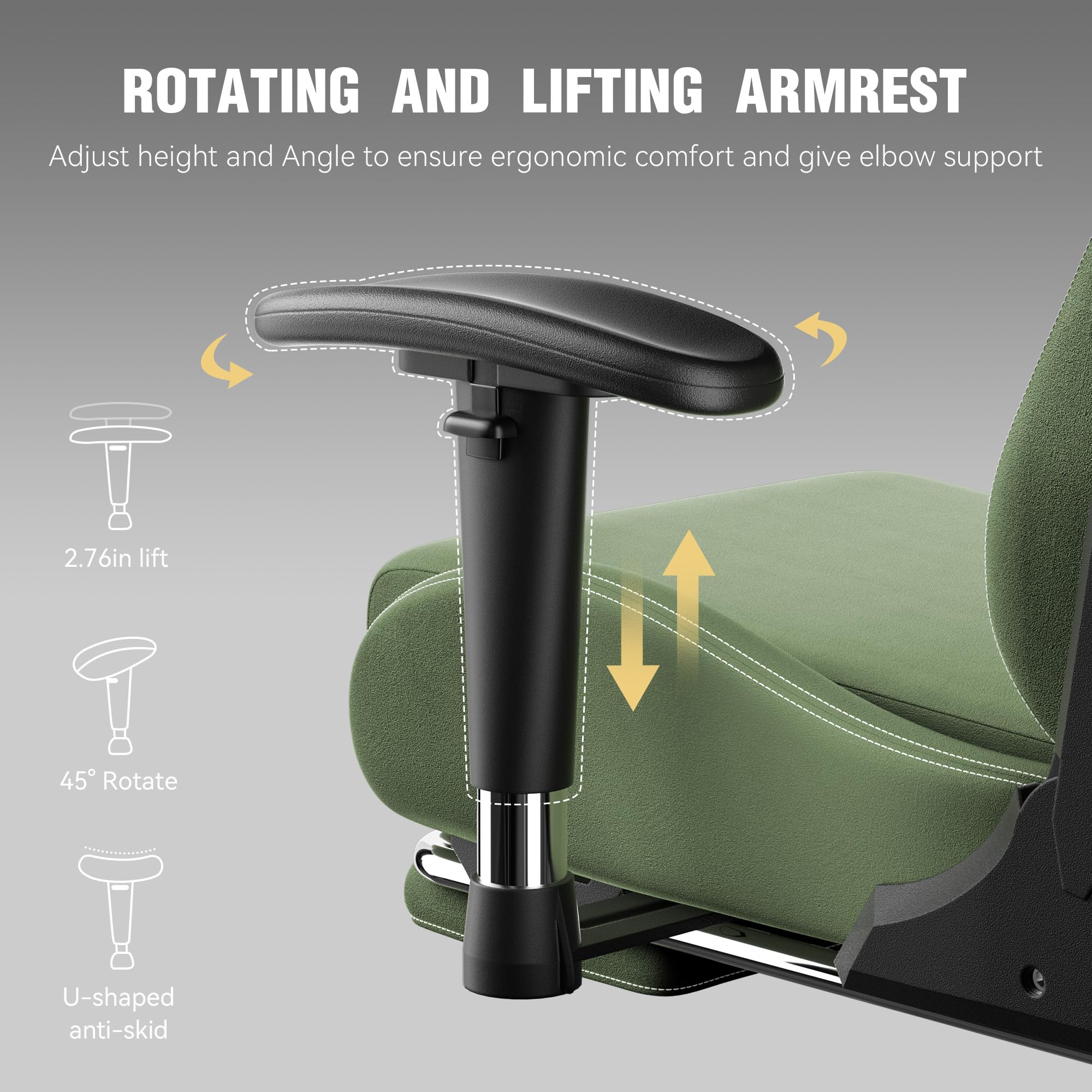 Ergonomic Gaming Chair with Massage Lumbar Support and Footrest