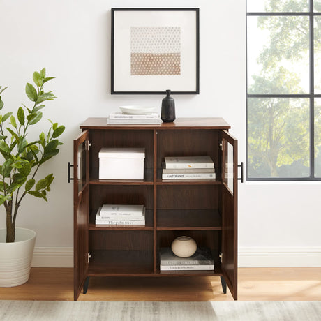 Hazle Cottage-Style Grooved Door Accent Cabinet, Dark Walnut