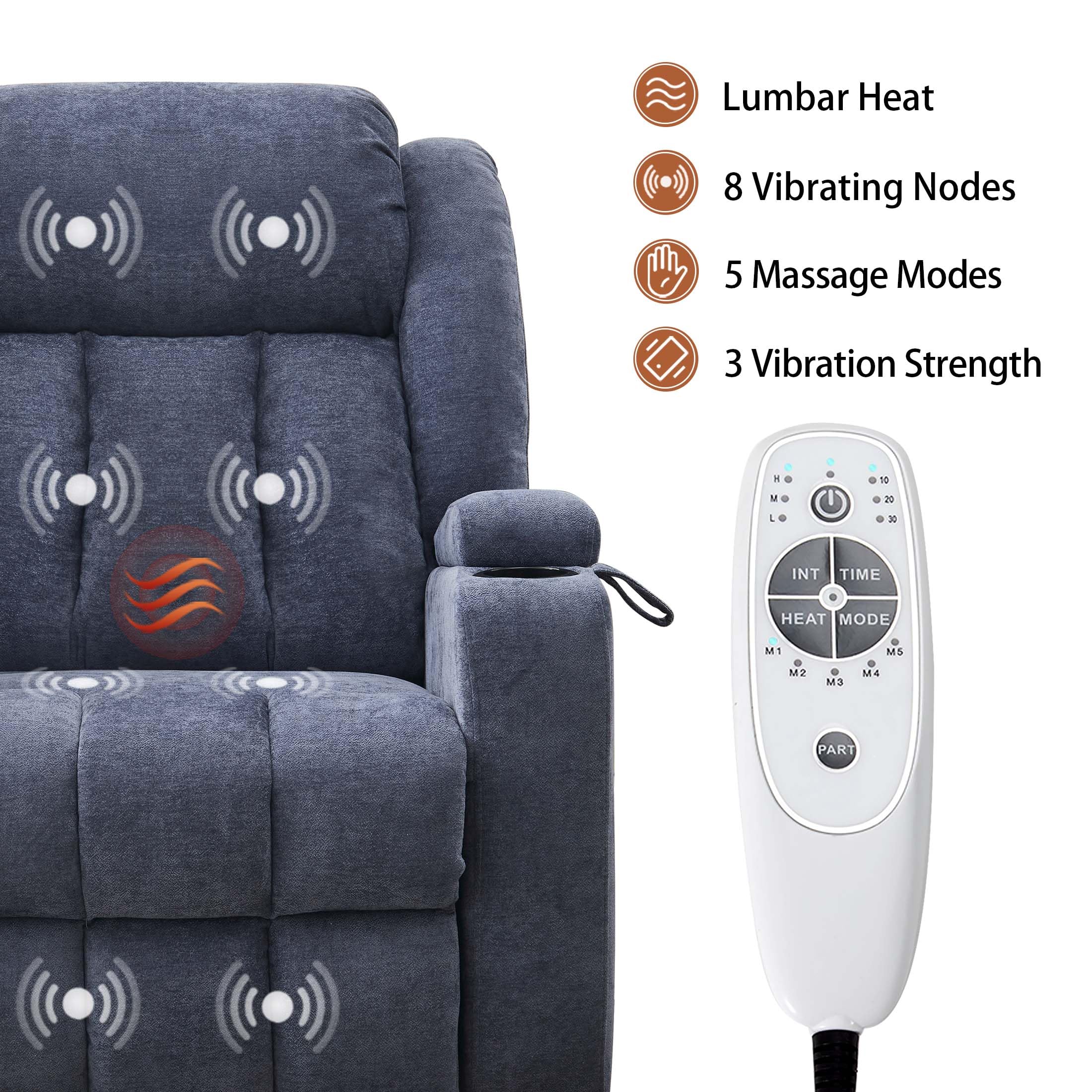 StoneCraft Nova Electric Lift Recliner Chair – Massage, Heat, Cup Holders & Side Storage