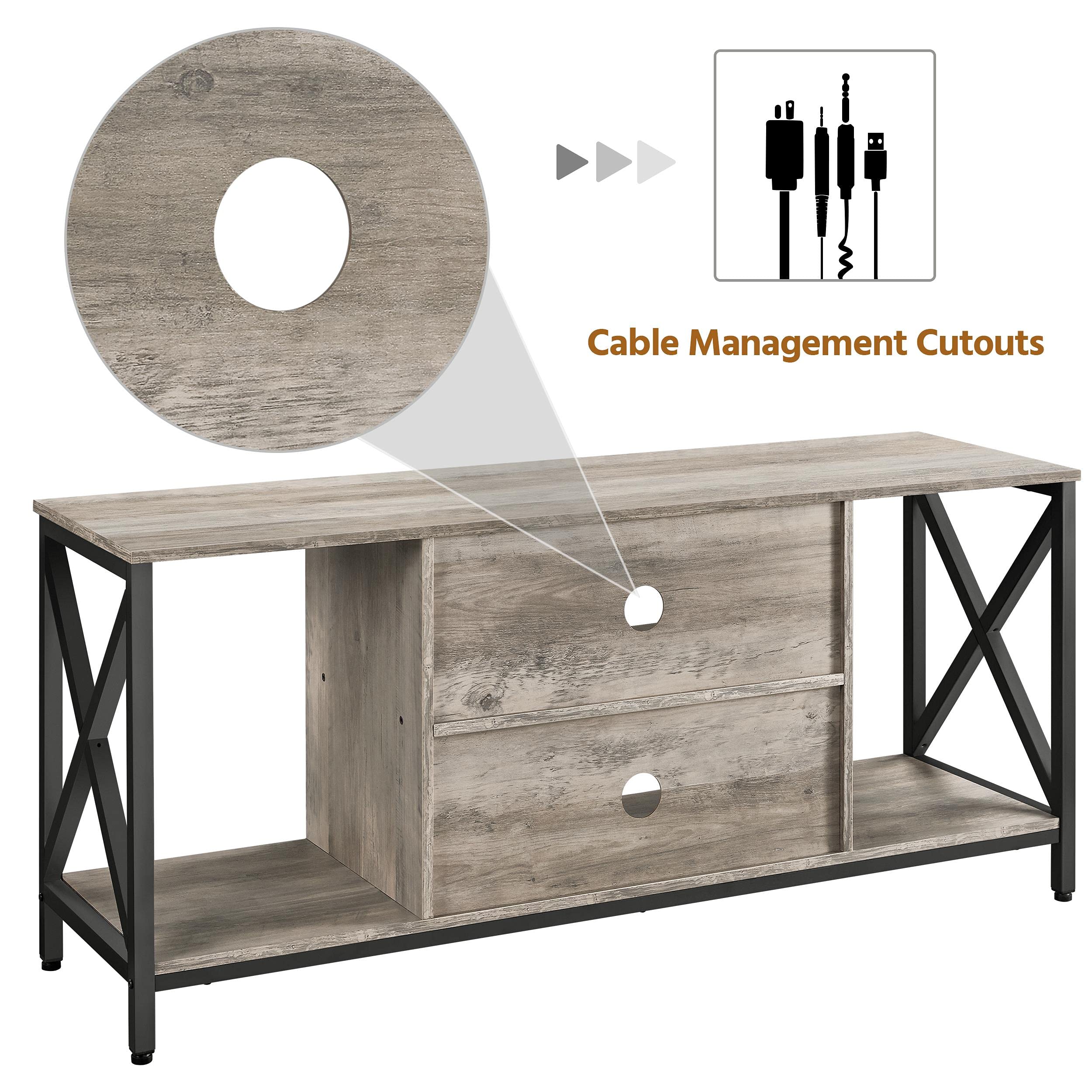 TV Stand for 65 inch TV Console Table with Storage Shelves Cabinet, 55" Wood