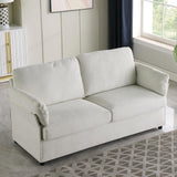 Loveseat Sofa, 70" White Modern Sofa Couch, Chenille Fabric Comfy Couches