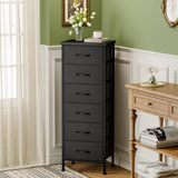 Black Tall Dresser for Bedroom, Storage Dresser Organizer with 6 Fabric Drawers