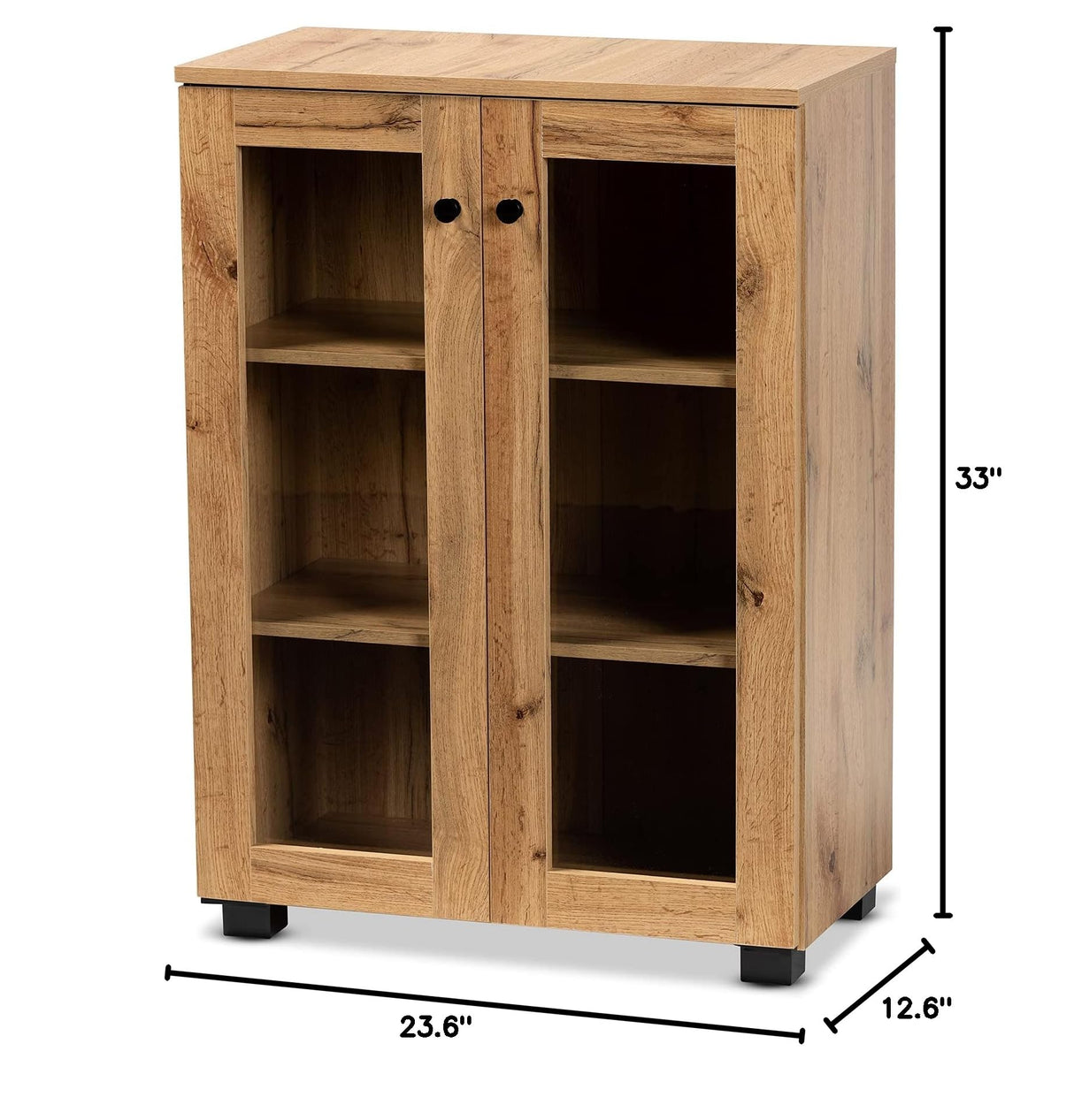 Mason Modern and Contemporary Oak Brown Finished Wood 2-Door Storage Cabinet