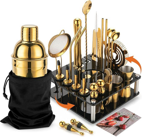 Mixology Cocktail Shaker Set - Complete 29-Piece Bartender Kit and Bar Tools