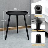 Decent End/Side Tables - Small Round Accent Table, Metal Black Narrow Night Stands