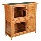 41" 2 Story Wooden Rabbit Hutch with Ventilation Door & Removable Trays, Indoor