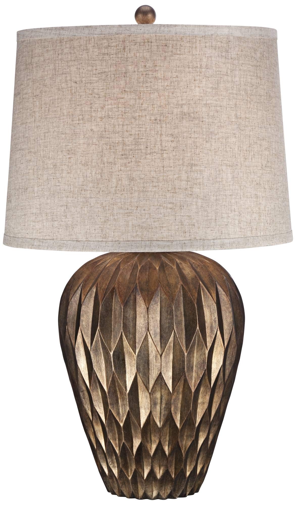Buckhead Modern Table Lamp 28" Tall Bronze Geometric Textured Urn