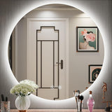 28 Inch Round LED Mirror, Dimmable Round Lighted Bathroom Mirror