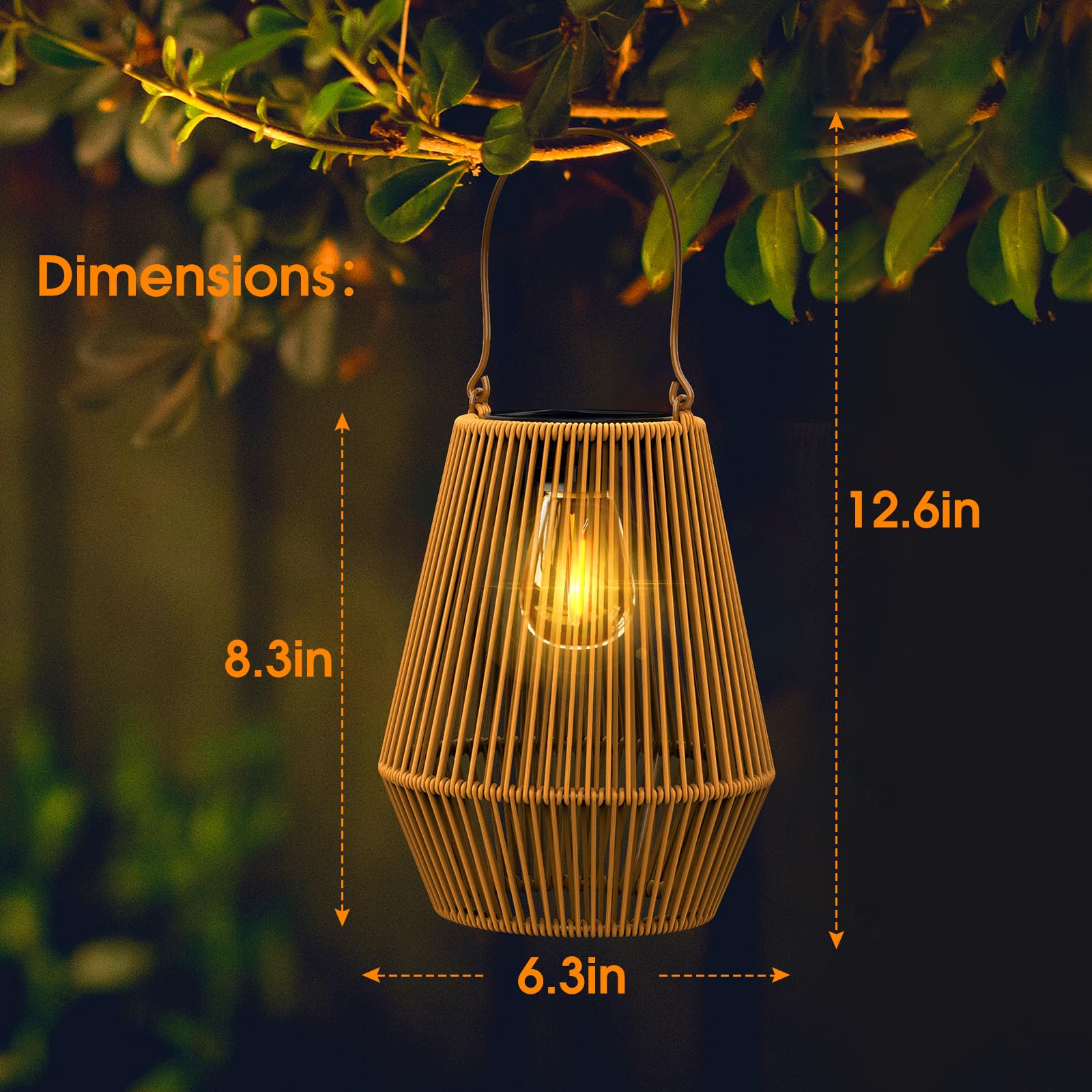 Solar Lanterns, KagoLing Solar Lights Outdoor Waterproof Solar Lights for Outside Hanging Solar Lantern Solar Table Lamp Lights Decoration for Garden,Yard,Patio,Porch,Trees,Lawn,Pathway, 2 Pack