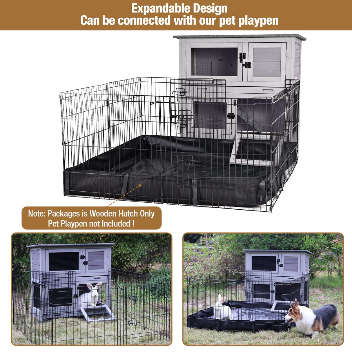 Rabbit Hutch Outdoor Indoor Bunny Cage 2