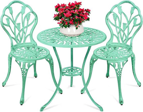 3-Piece Outdoor Rust-Resistant Cast Aluminum Patio Bistro Set