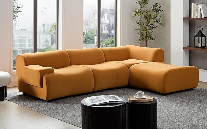 109‘’Curved Sectional Sofa, Boucle Fabric Sectional Sofa Couc