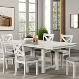 Chalen Farmhouse Wood 84-inch Rectangular Dining Table with Extendable Side Leaf