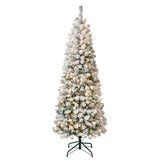 First Traditions Pre-Lit Acacia Flocked Tree Medium Christmas Tree