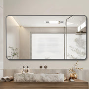 Bathroom Mirror, Matte Black Wall Mirror with Metal Frame