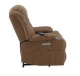 Omarion Faux Leather Power Recliner with Lift/Heating and Massage in Brown