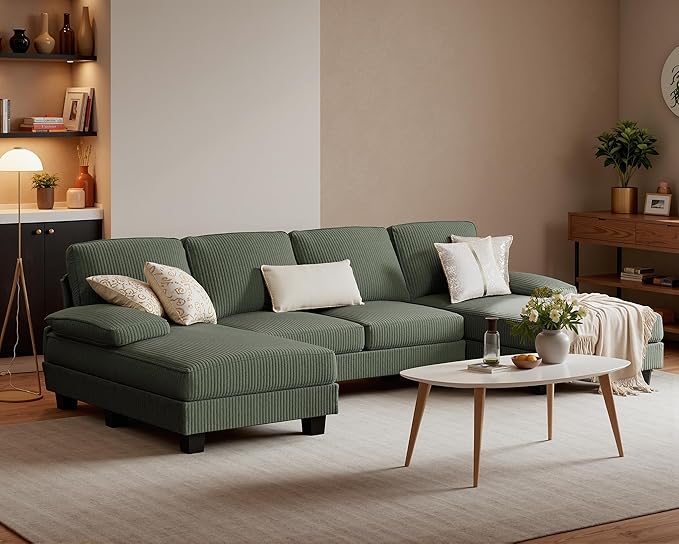 Convertible Sectional Sofa Couch, 4 Seat Sofa Set for Living Room