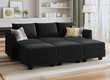 Modular Sofa Sectional Sleeper Couch with Ottoman Velvet 6 Seater Sofa with Storage