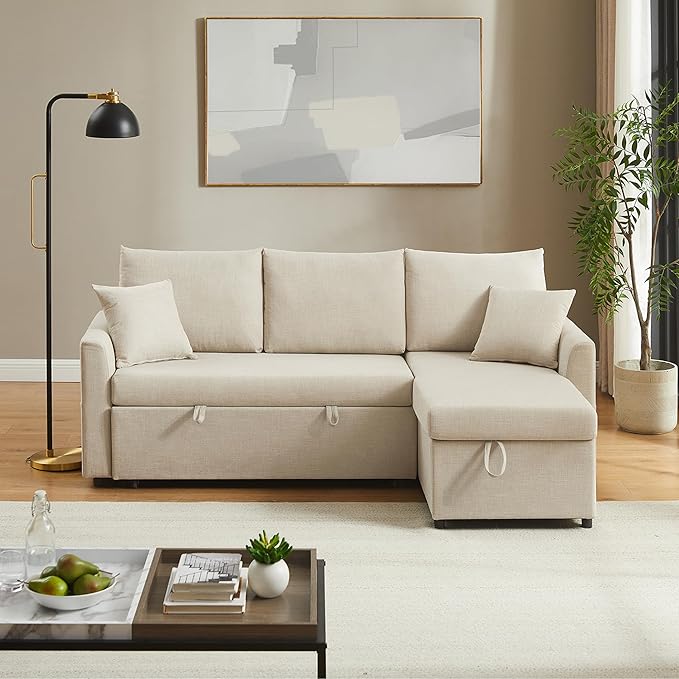 U Shaped Convertible Sleeper Sofa Bed, 108" Sectional Couch