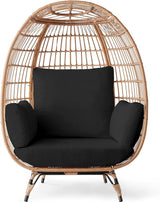 Wicker Egg Chair, Oversized Indoor Outdoor Lounger for Patio, Backyard