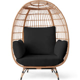 Wicker Egg Chair, Oversized Indoor Outdoor Lounger for Patio, Backyard