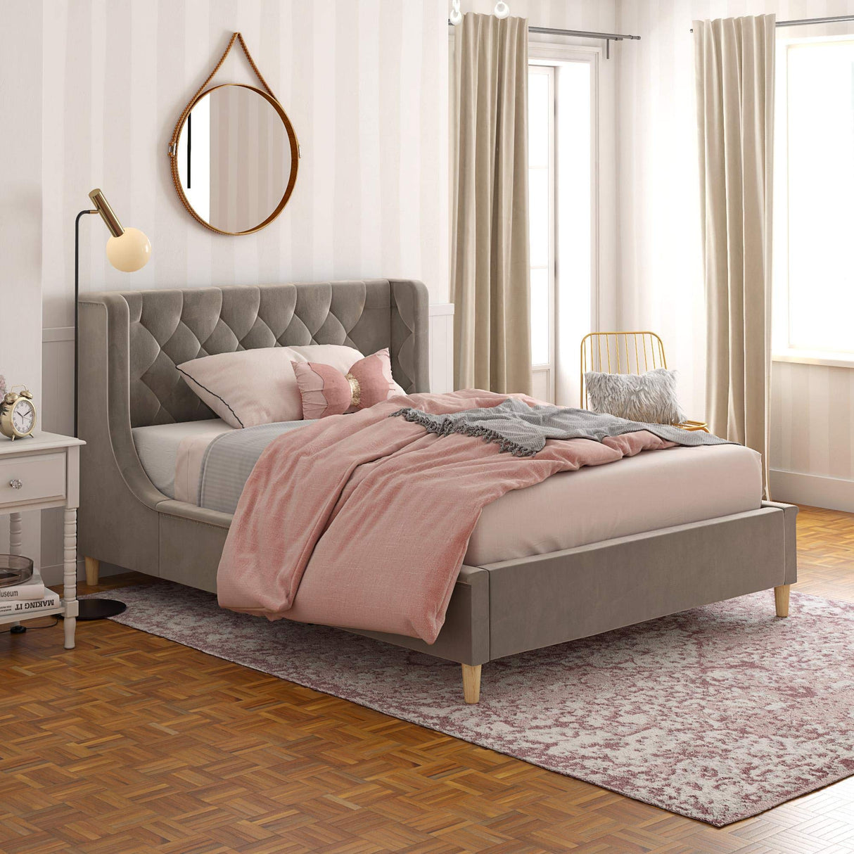 Monarch Hill Ambrosia Gray Full Size Upholstered Bed,
