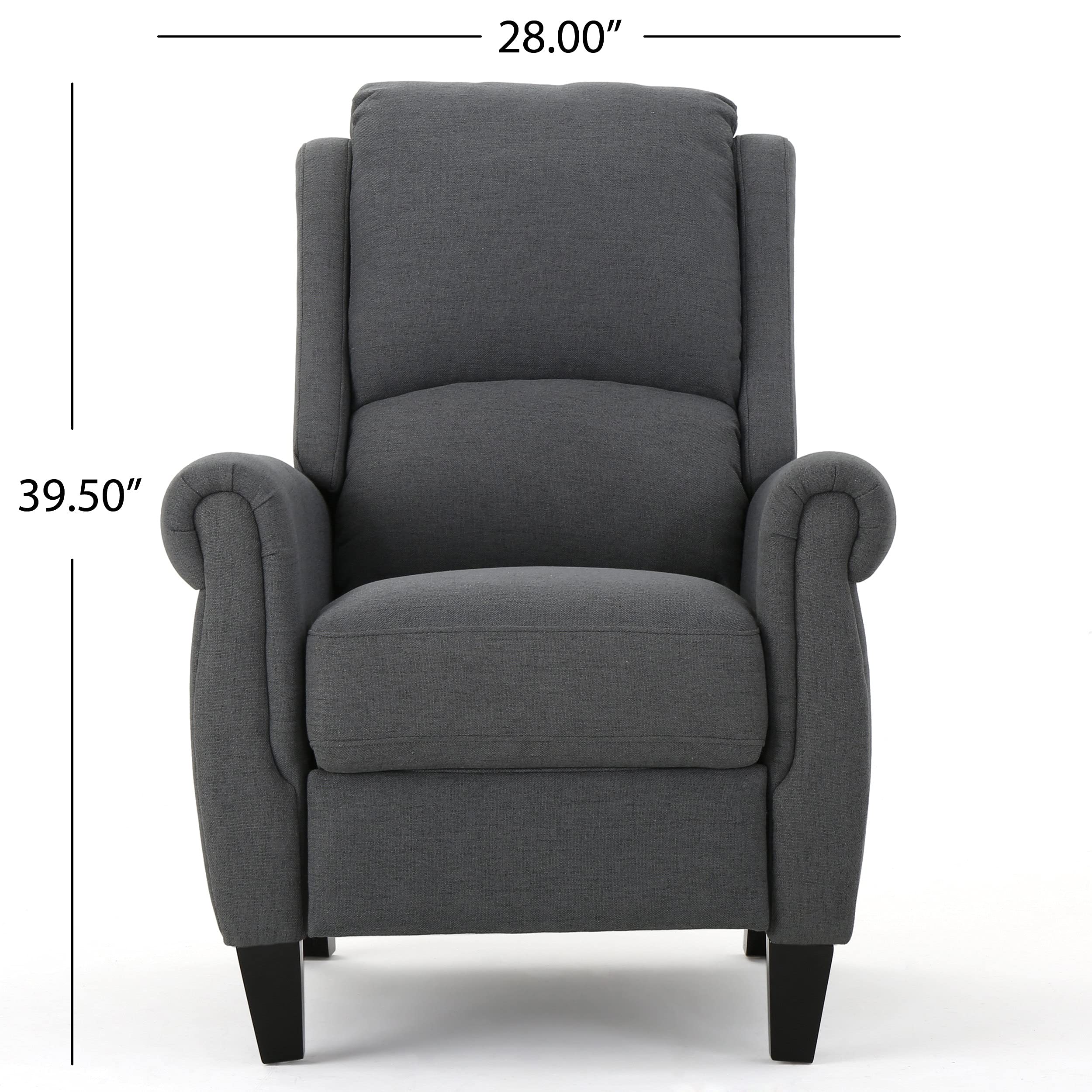 ModHaven Charcoal Fabric Recliner Chair – Handcrafted with Birch Legs