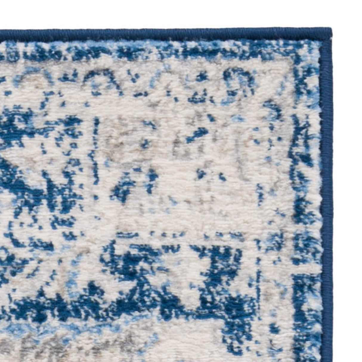 Brentwood Medallion Area Rug 9' x 12' - Ivory & Navy Distressed Design