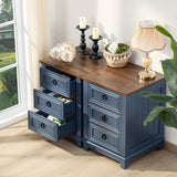 Nightstand Set of 2, Farmhouse 18 Inch End Table with 3 Drawer Metal Handle
