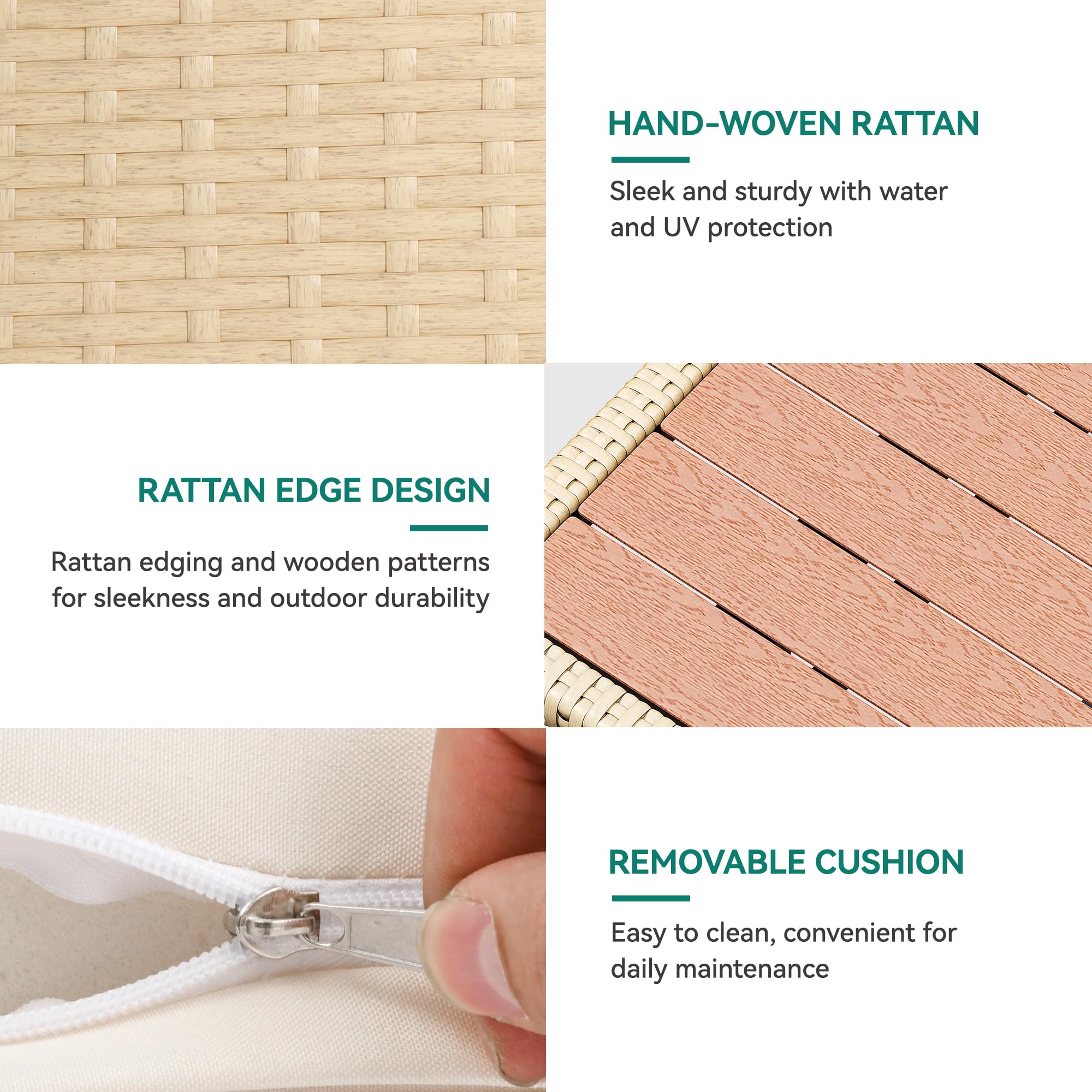 Rattan Outdoor Conversation Sofa Set for Backyard Deck with Soft Cushions