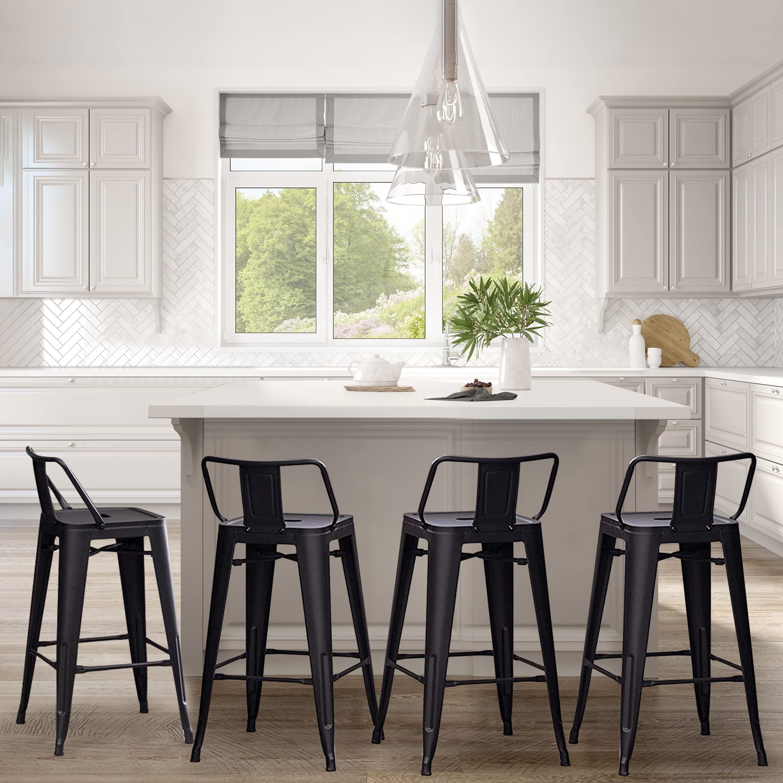 Bar Stools Set of 4 Counter Height Stools Industrial Metal Barstools