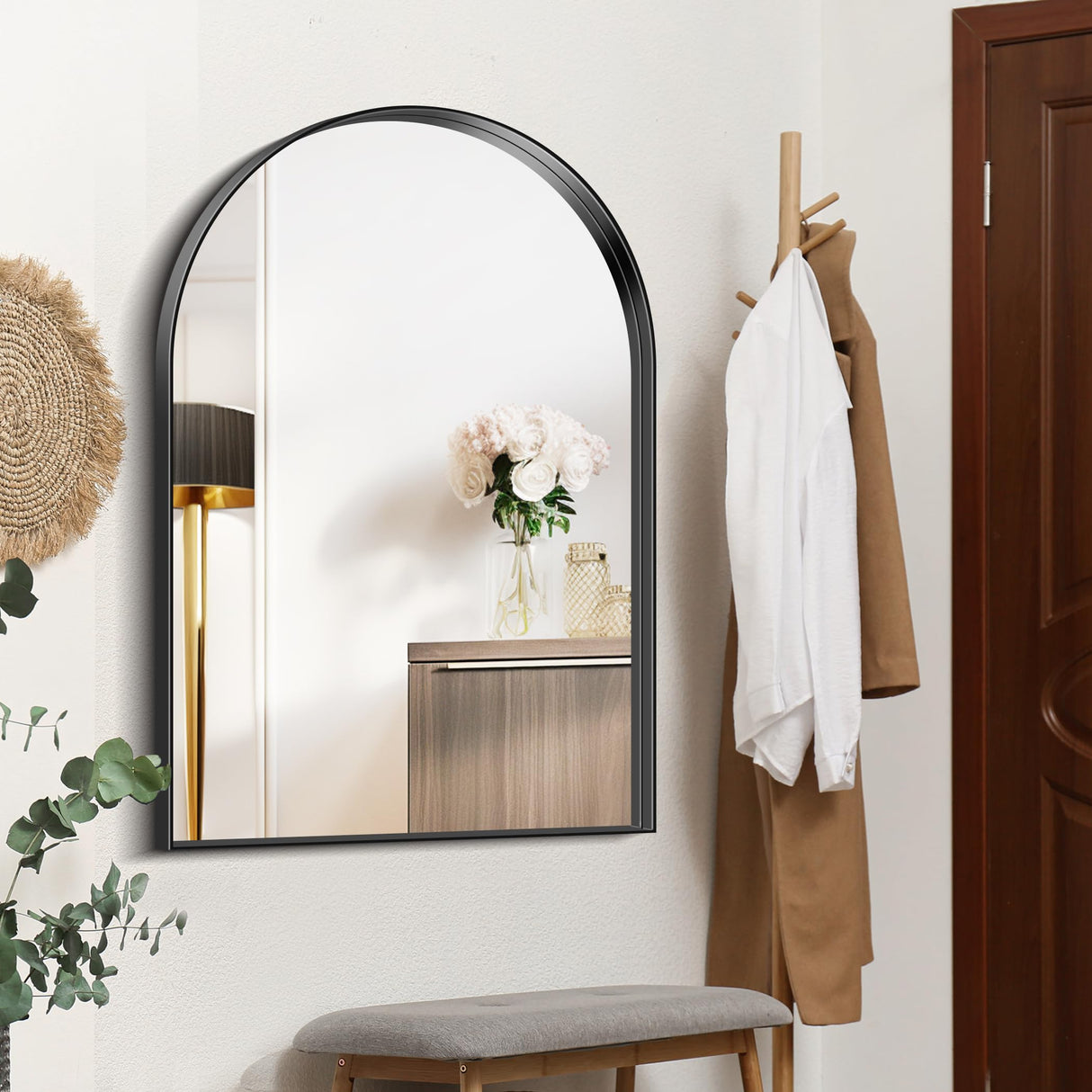 Arched Bathroom Mirror 30"x40", Black Arched Mirror with Deep Frame for Bathroom Over Sink, Wall Mirror with Aluminum Alloy Frame, Large Arched Mirror for Wall Bedroom Living Room Entryway Fireplace