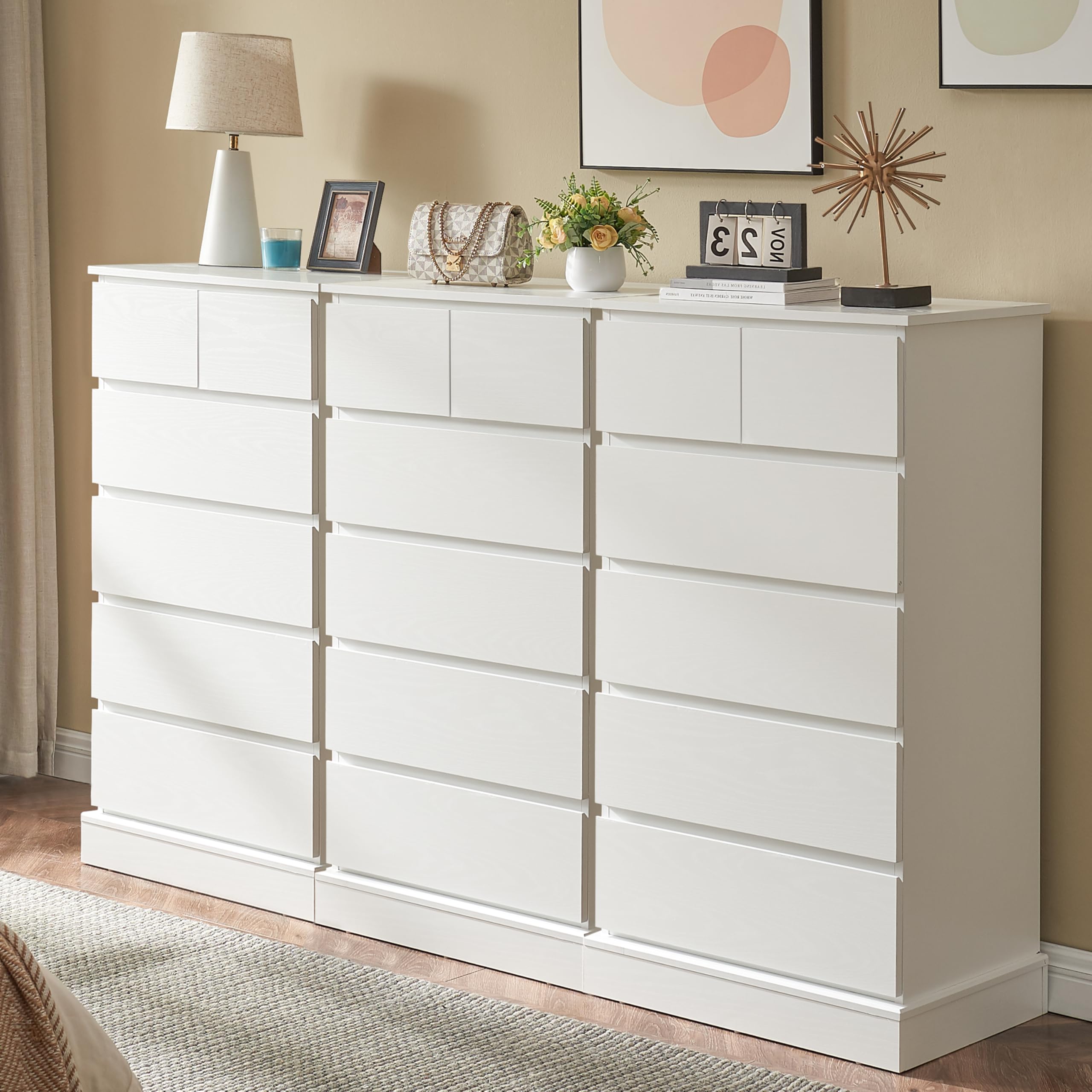 Tall Dresser for Bedroom, White 6 Drawer Dresser