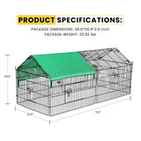 9 71” x 30” Foldable Outdoor Backyard Metal Coop Chicken Cage Enclosure Duck Rabbit 9