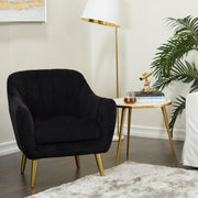 Polyester Living Room Accent Chair Side Chair, Corner Chair 30" x 28" x 32", Black