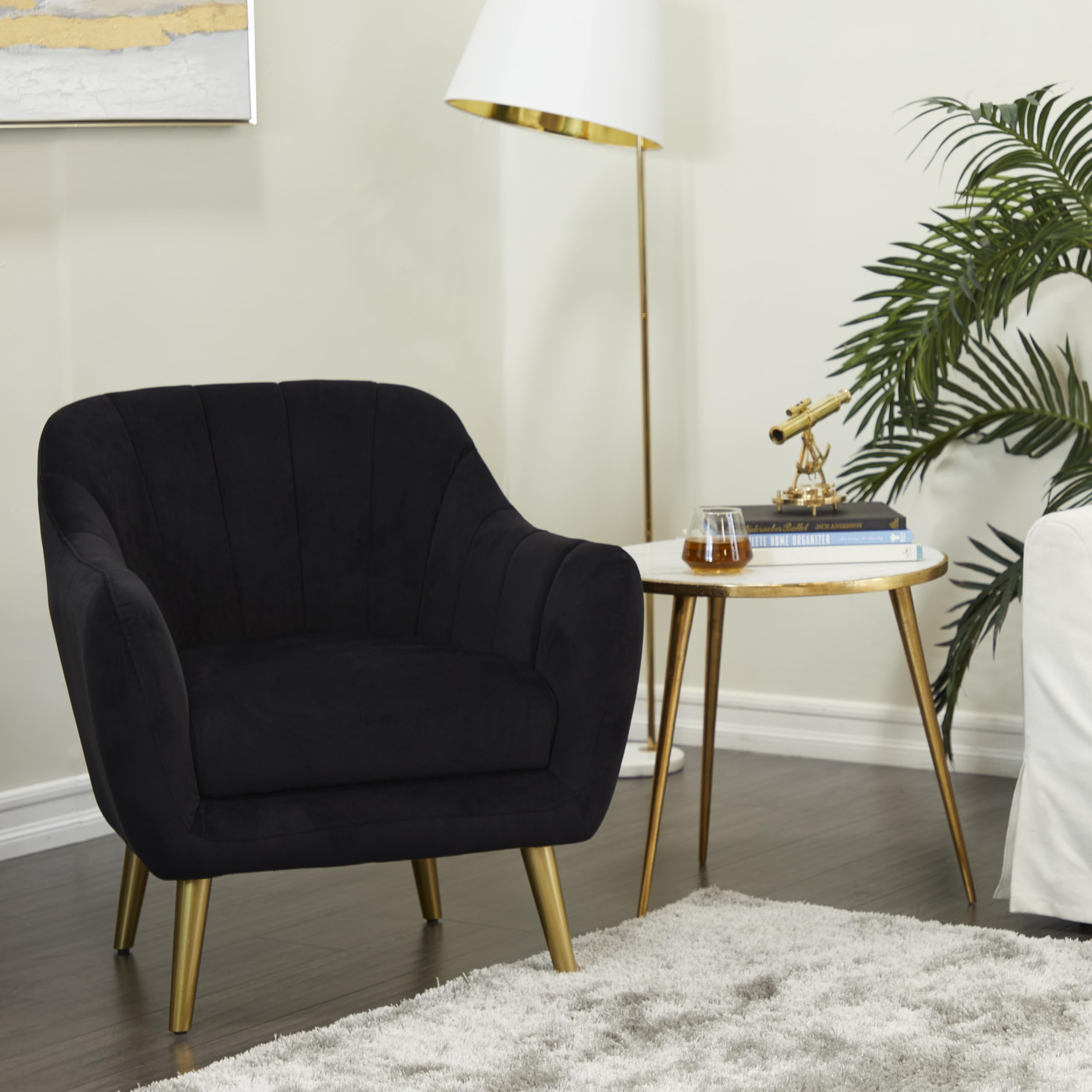 Polyester Living Room Accent Chair Side Chair, Corner Chair 30" x 28" x 32", Black