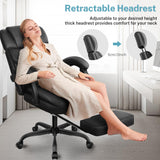 Executive Leather Office Chair, Big and Tall Office Chair with Footrest Home Office Desk