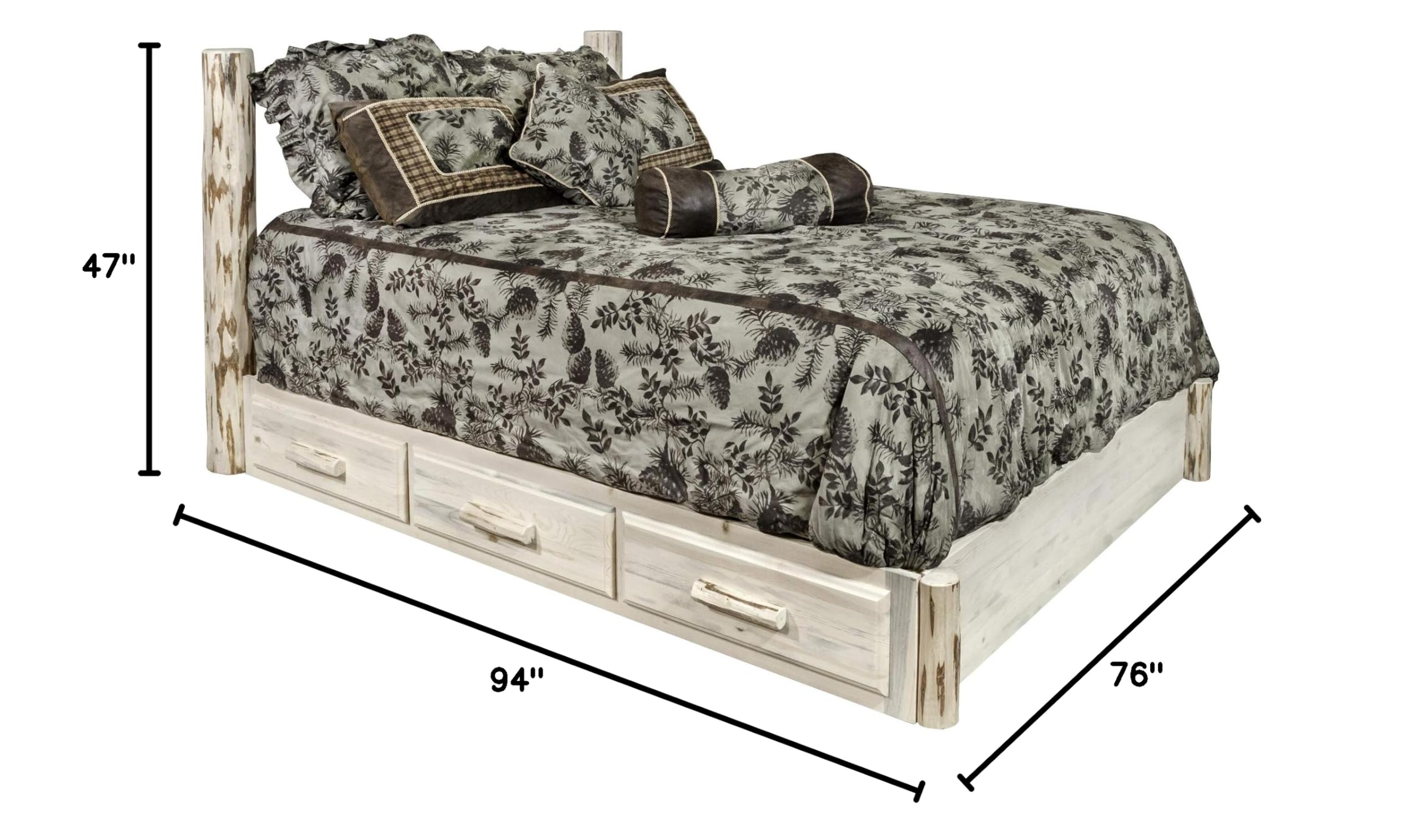 Montana Collection California King Bed with Storage Platform, Clear Lacquer Finish